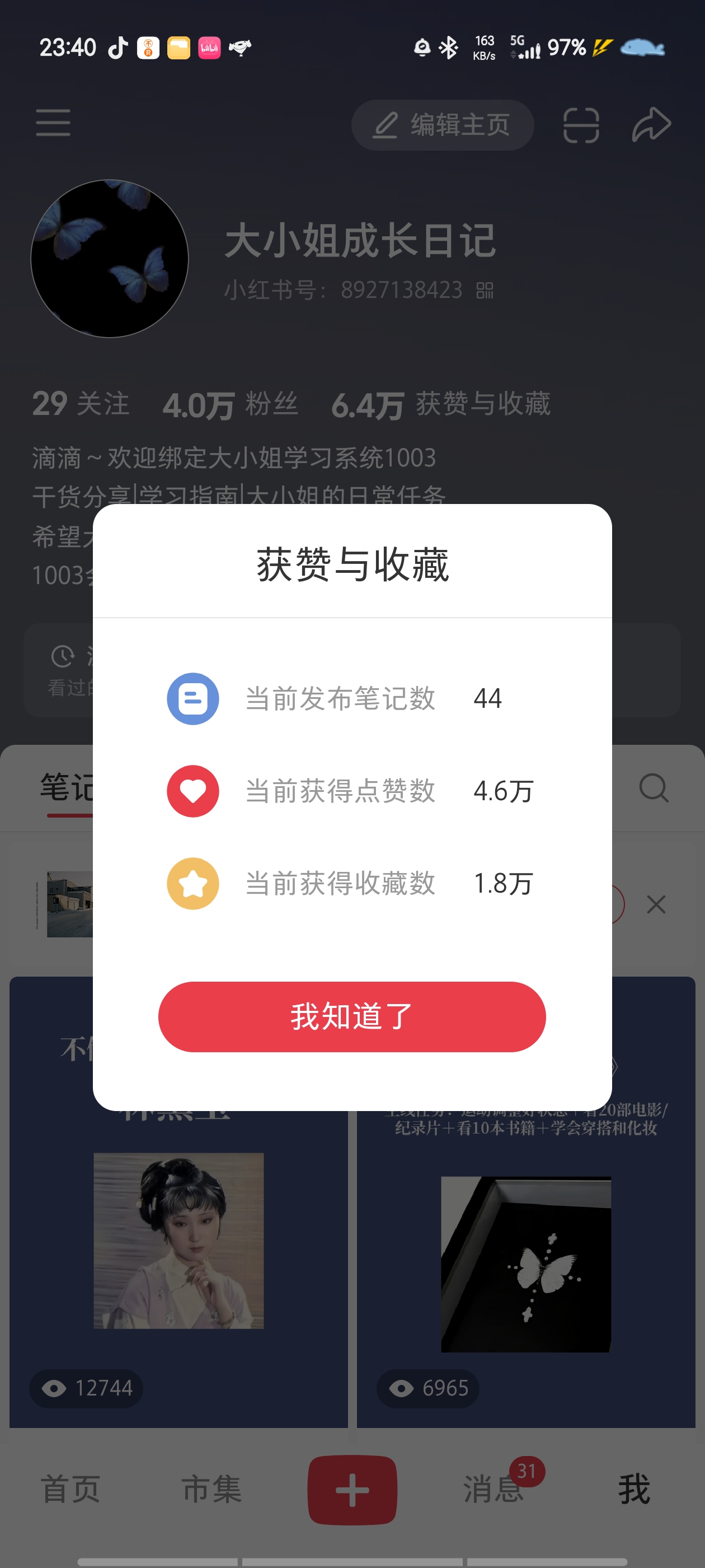 大小姐成长日记 - 小红书文案类账号2